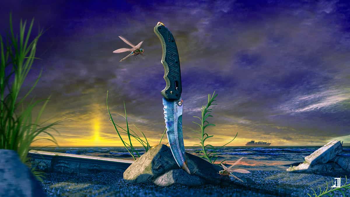 Flip Knife Blue Gem CH Artwork Avgustin