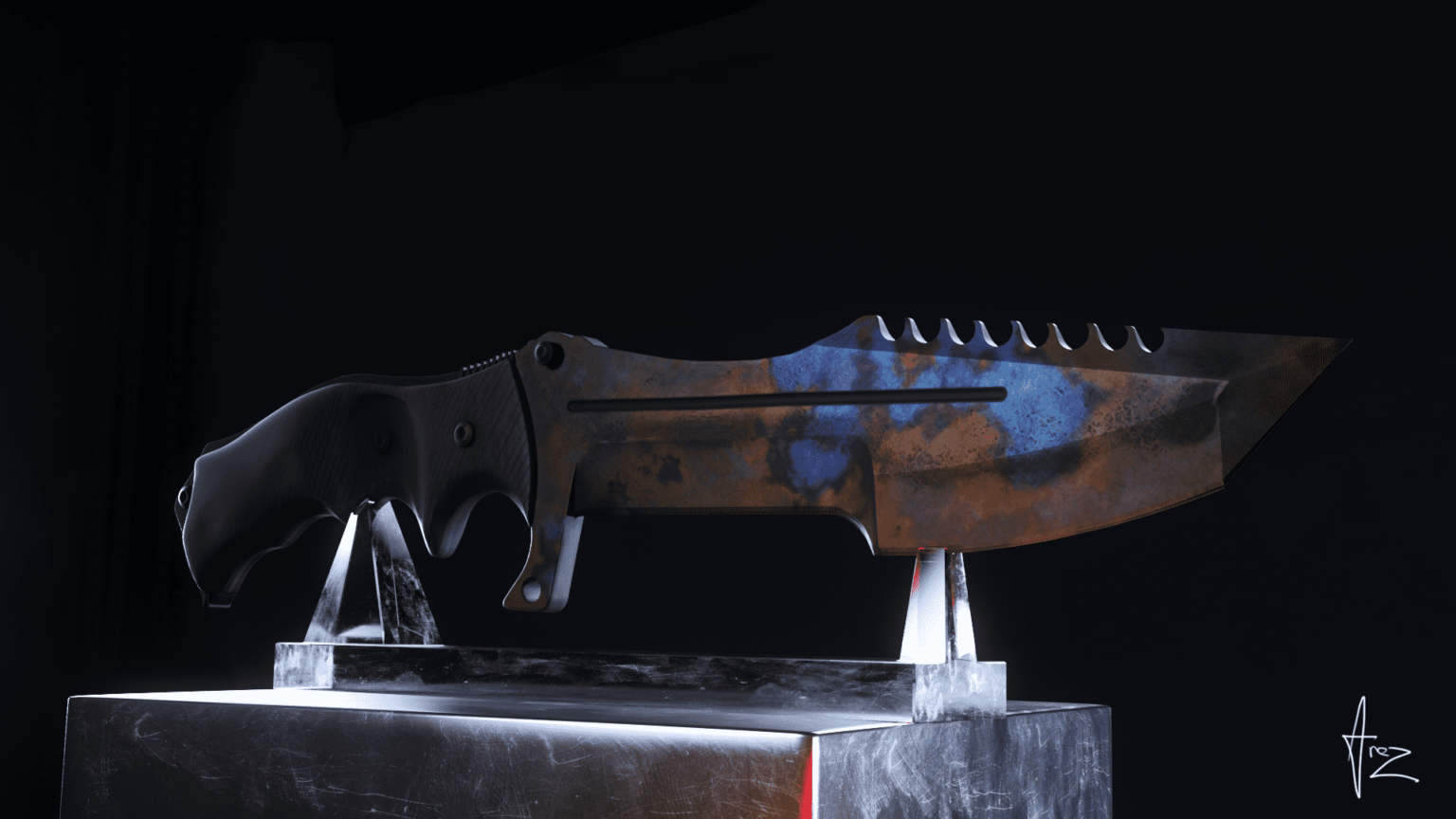 Huntsman Knife Blue Gem CH Artwork 4k AREZ