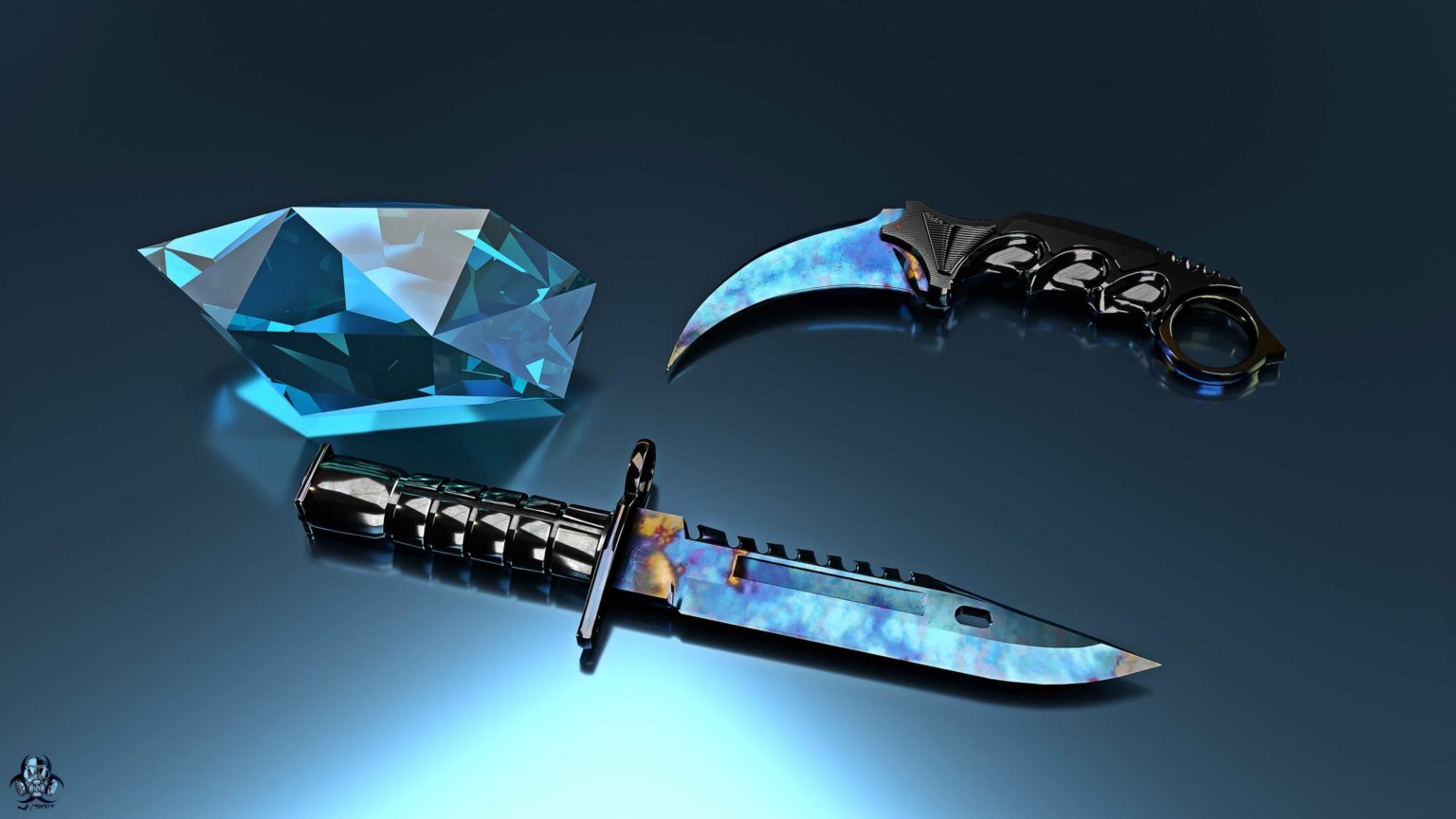 M9 Bayonet and Karambit Blue Gem Crystal Artwork DUEL_IxI_TOXIC