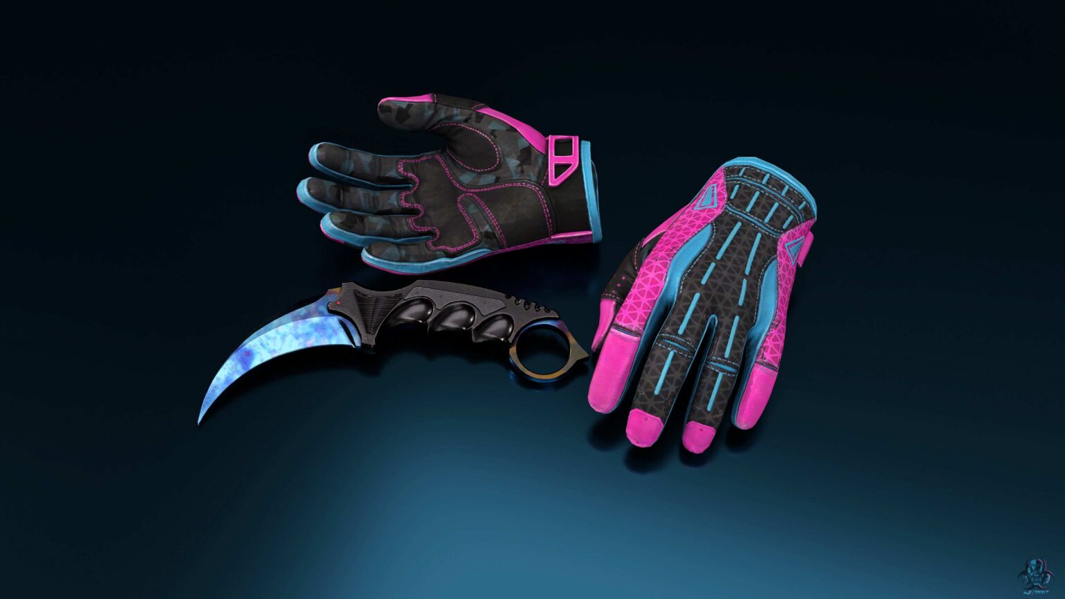 Karambit Blue Gem Case Hardened Sport Gloves Vice Artwork DUEL_IxI_TOXIC